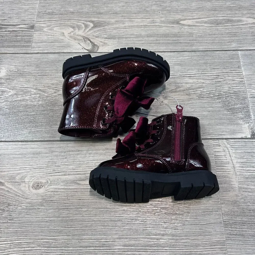 Cat & Jack Toddler Khloe Glitter Boots Red 8 NWOT